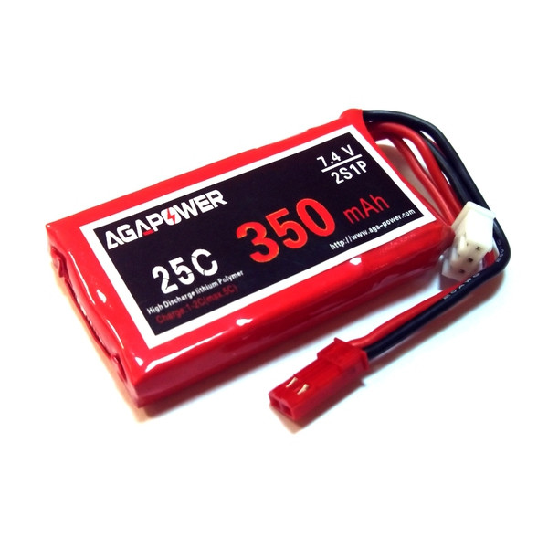 Акумулятор AGA POWER Li-Po 350mAh 7.4V 2S 25C Softcase 10x25x40мм JST